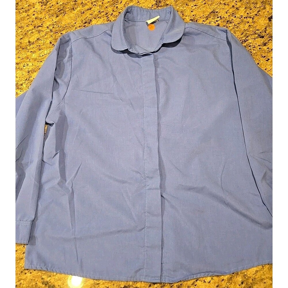 Superior Uniform Group Women's Collar Long Sleeve Button Up Size Large Blue